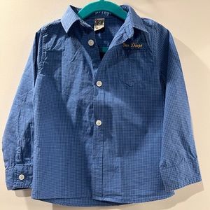 Tape à l’œil blue button down shirt, saying San Diego, size 3 in great condition